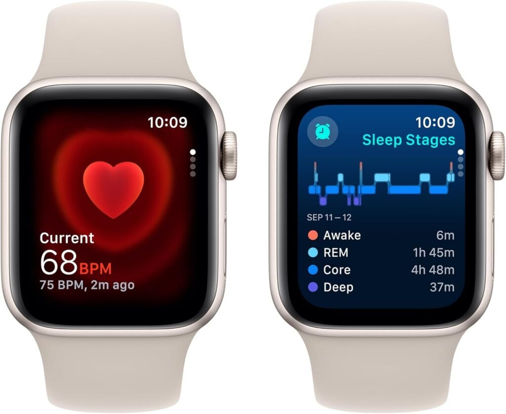 Apple Watch SE (2nd Gen) [GPS + Cellular 40mm] Smartwatch with Starlight Aluminum Case with Starlight Sport Band S/M. Fitness  Sleep Tracker, Crash Detection, Heart Rate Monitor