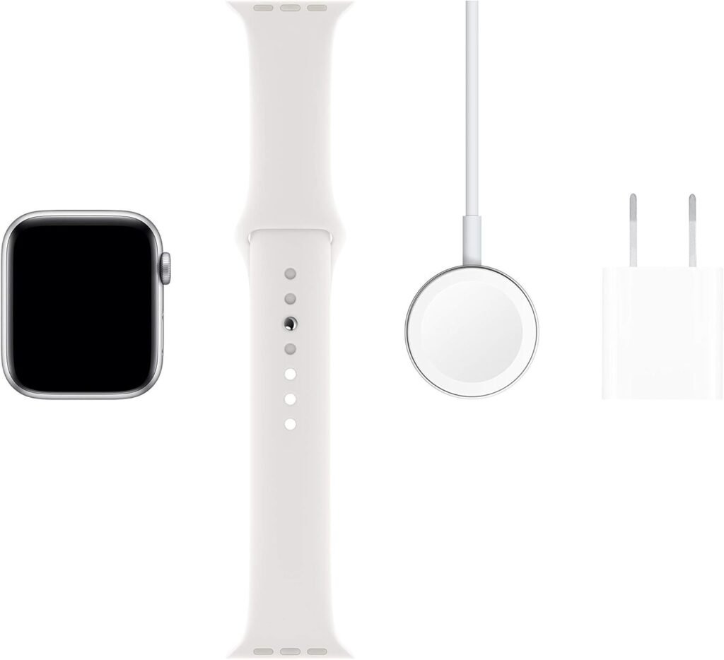 Apple Watch Series 5 (GPS, 40MM) - Silver Aluminum Case with White Sport Band (Renewed)