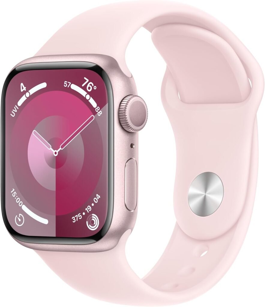 Apple Watch Series 9 [GPS 45mm] Smartwatch with Starlight Aluminum Case with Starlight Sport Band M/L. Fitness Tracker, ECG Apps, Always-On Retina Display, Water Resistant