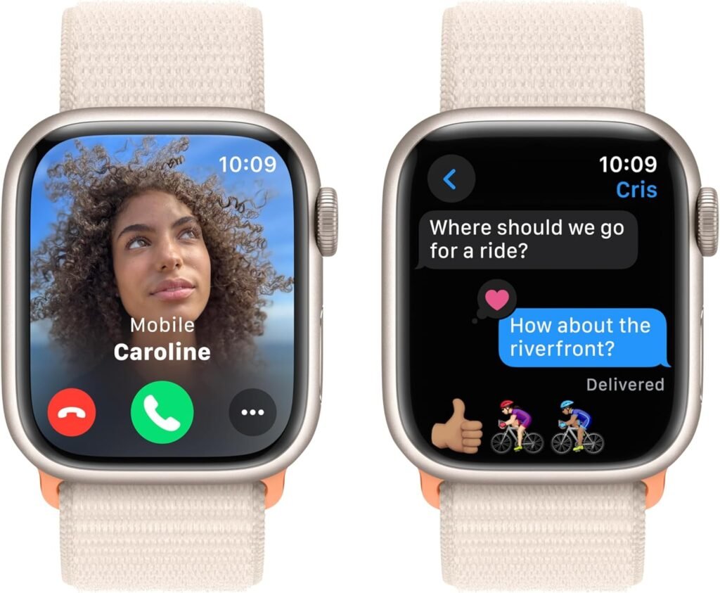 Apple Watch Series 9 [GPS 45mm] Smartwatch with Starlight Aluminum Case with Starlight Sport Band M/L. Fitness Tracker, ECG Apps, Always-On Retina Display, Water Resistant
