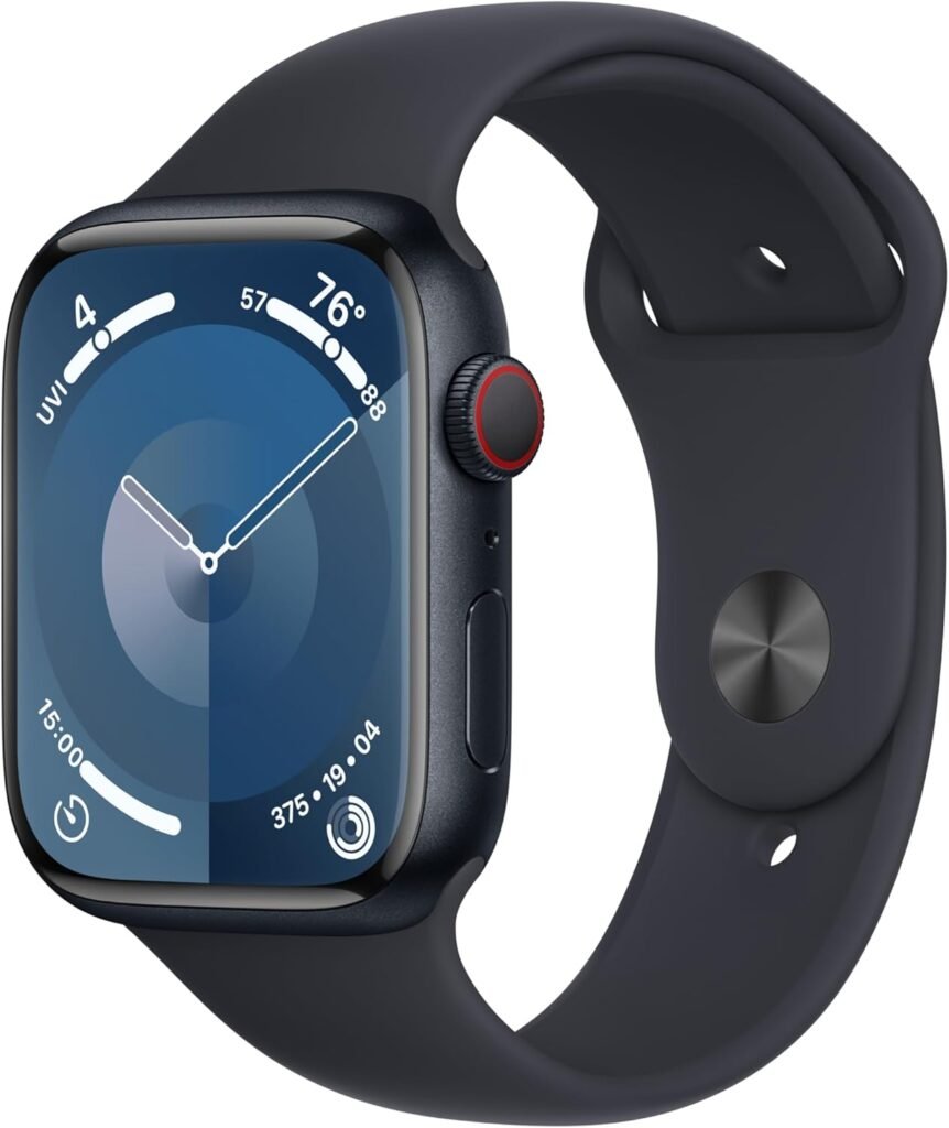 Apple Watch Series 9 [GPS + Cellular 45mm] Smartwatch with Midnight Aluminum Case with Midnight Sport Band M/L. Fitness Tracker, Blood Oxygen  ECG Apps, Always-On Retina Display