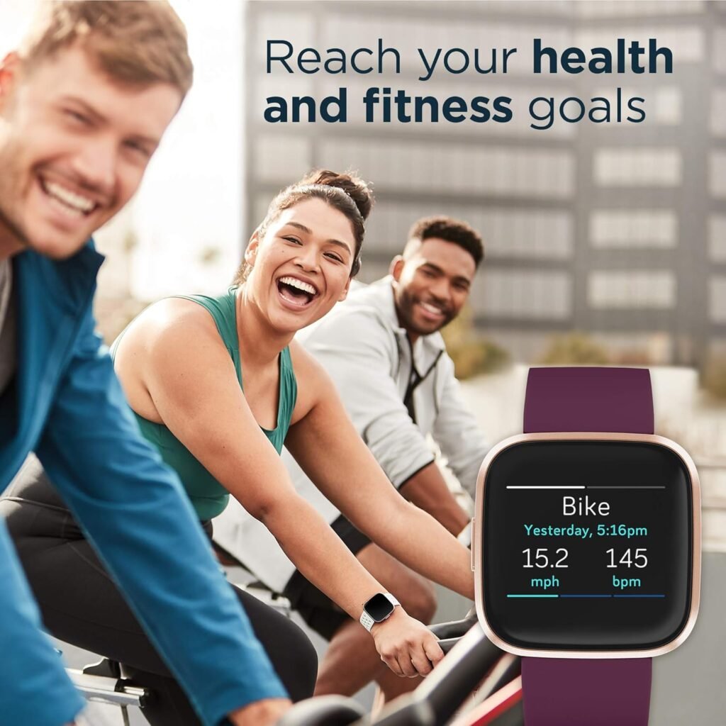 Fitbit Versa 2 Special Edition Health and Fitness Smart Watch with Heart Rate, Music, Alexa Built-In, Sleep and Swim Tracking, Navy and Pink Woven/Copper Rose, One Size (S and L Bands Included), 2.3