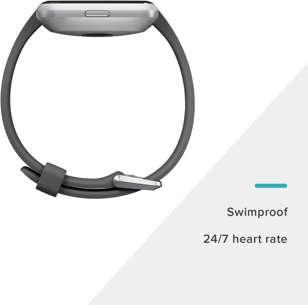 Fitbit Versa Lite Smartwatch,GPS,Charcoal/Silver Aluminum, One Size (S  L Bands Included)