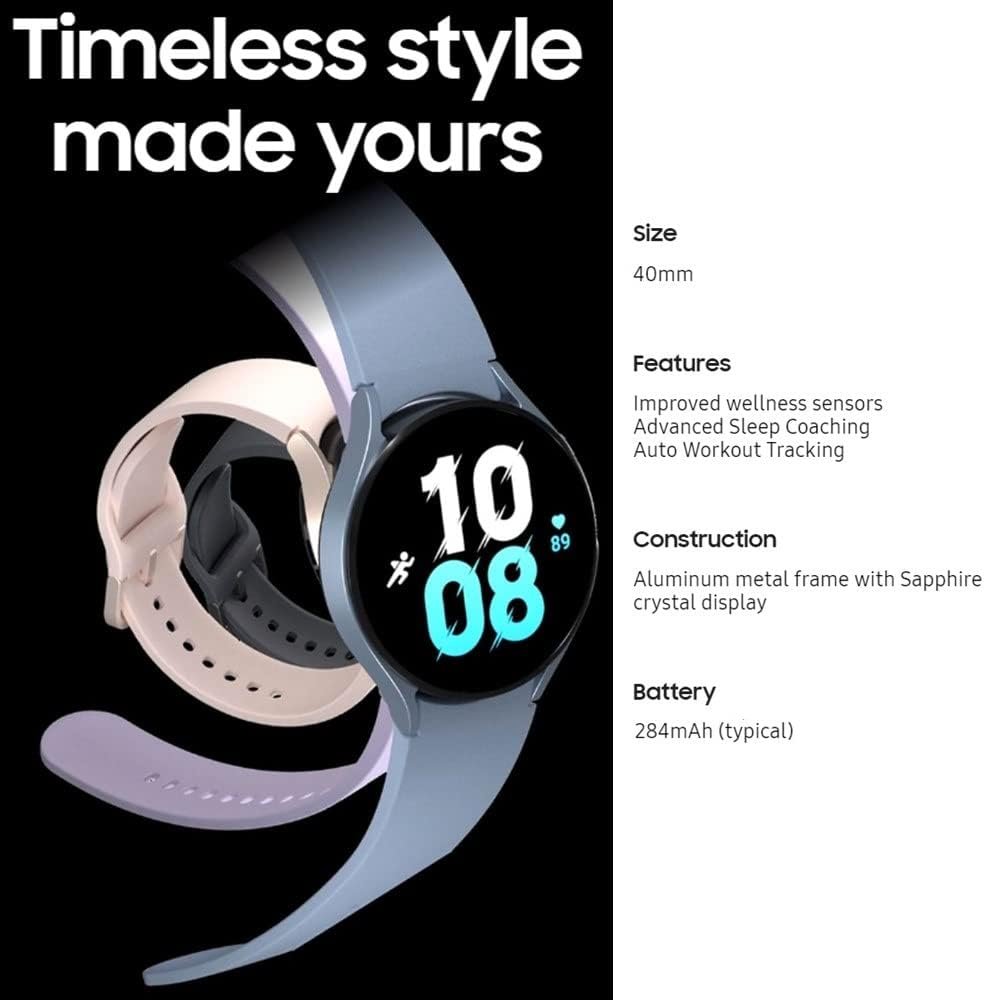 Samsung Galaxy Watch 5 (40mm, WiFi + 4G LTE) 1.2 Super AMOLED Smartwatch GPS Bluetooth w/ Advanced Sleep Coaching, Bioactive Sensor, Water Resistant R905U (Generic Charger, Pink Gold) (Renewed)