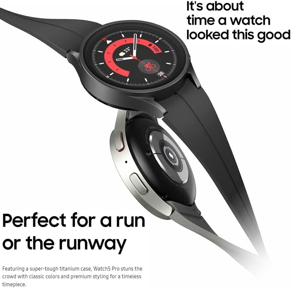SAMSUNG Galaxy Watch 5 Pro 45mm Bluetooth Smartwatch w/Body, Health, Fitness and Sleep Tracker, Black (Renewed)